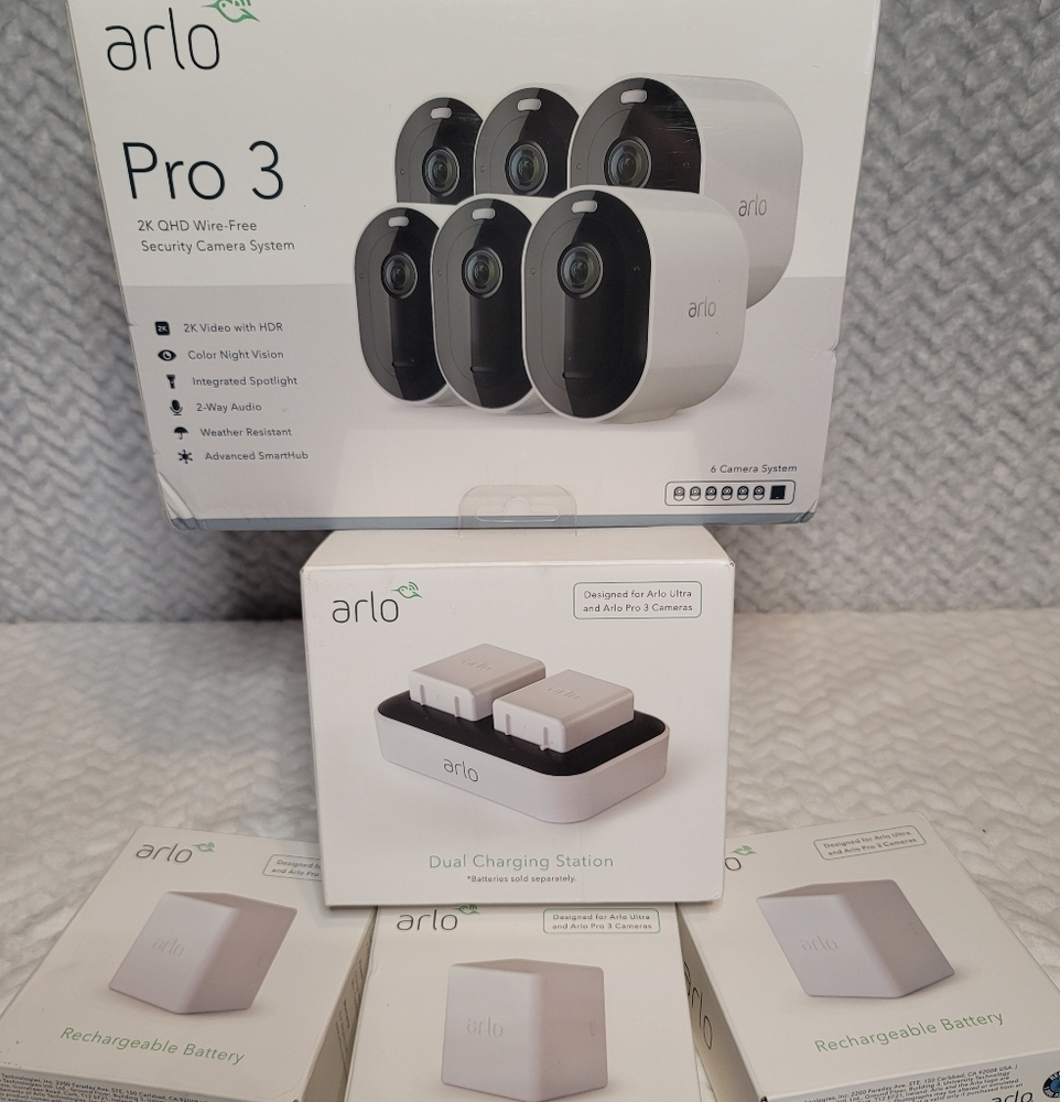 Arlo Pro 3 - 6 Camera System, 3 Extra Batteries and Dual Charging Station
